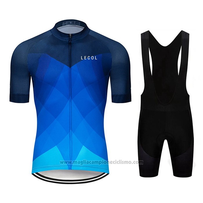 2020 Abbigliamento Ciclismo Le Col Azzurro Scuro Blu Manica Corta e Salopette